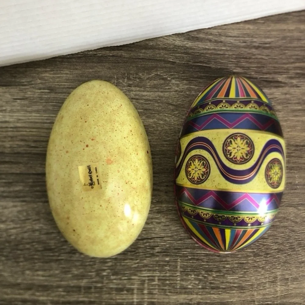 Vtg Colourful Decorative Fillable Metal Egg